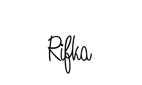 You should practise on your own different ways (Angelique-Rose-font-FFP) to write your name (Rifka) in signature. don't let someone else do it for you. Rifka signature style 5 images and pictures png