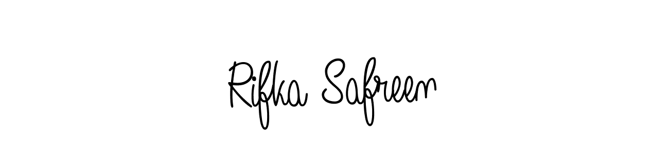 Use a signature maker to create a handwritten signature online. With this signature software, you can design (Angelique-Rose-font-FFP) your own signature for name Rifka Safreen. Rifka Safreen signature style 5 images and pictures png