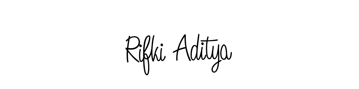 Create a beautiful signature design for name Rifki Aditya. With this signature (Angelique-Rose-font-FFP) fonts, you can make a handwritten signature for free. Rifki Aditya signature style 5 images and pictures png