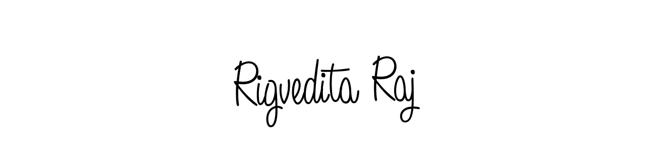 How to make Rigvedita Raj name signature. Use Angelique-Rose-font-FFP style for creating short signs online. This is the latest handwritten sign. Rigvedita Raj signature style 5 images and pictures png