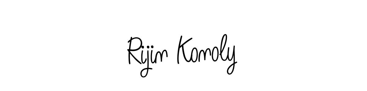 You should practise on your own different ways (Angelique-Rose-font-FFP) to write your name (Rijin Konoly) in signature. don't let someone else do it for you. Rijin Konoly signature style 5 images and pictures png