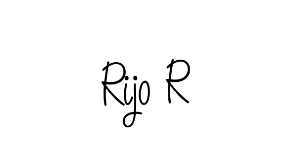 You should practise on your own different ways (Angelique-Rose-font-FFP) to write your name (Rijo R) in signature. don't let someone else do it for you. Rijo R signature style 5 images and pictures png