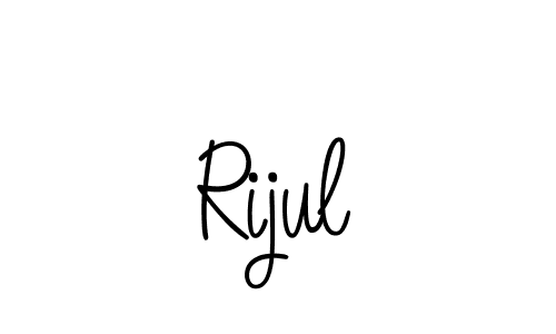 Make a beautiful signature design for name Rijul. With this signature (Angelique-Rose-font-FFP) style, you can create a handwritten signature for free. Rijul signature style 5 images and pictures png