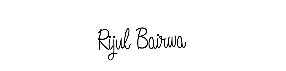 The best way (Angelique-Rose-font-FFP) to make a short signature is to pick only two or three words in your name. The name Rijul Bairwa include a total of six letters. For converting this name. Rijul Bairwa signature style 5 images and pictures png