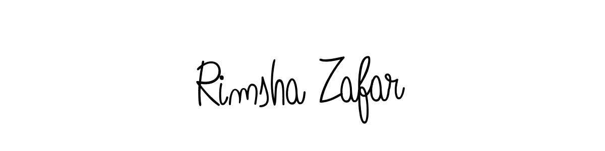 Make a beautiful signature design for name Rimsha Zafar. With this signature (Angelique-Rose-font-FFP) style, you can create a handwritten signature for free. Rimsha Zafar signature style 5 images and pictures png