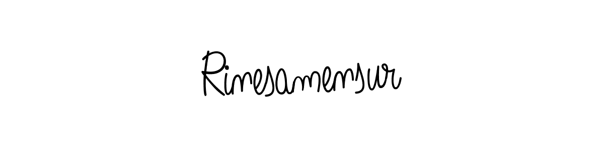 Make a beautiful signature design for name Rinesamensur. With this signature (Angelique-Rose-font-FFP) style, you can create a handwritten signature for free. Rinesamensur signature style 5 images and pictures png
