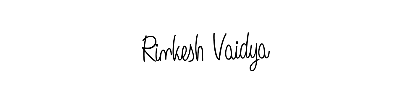 Make a beautiful signature design for name Rinkesh Vaidya. With this signature (Angelique-Rose-font-FFP) style, you can create a handwritten signature for free. Rinkesh Vaidya signature style 5 images and pictures png