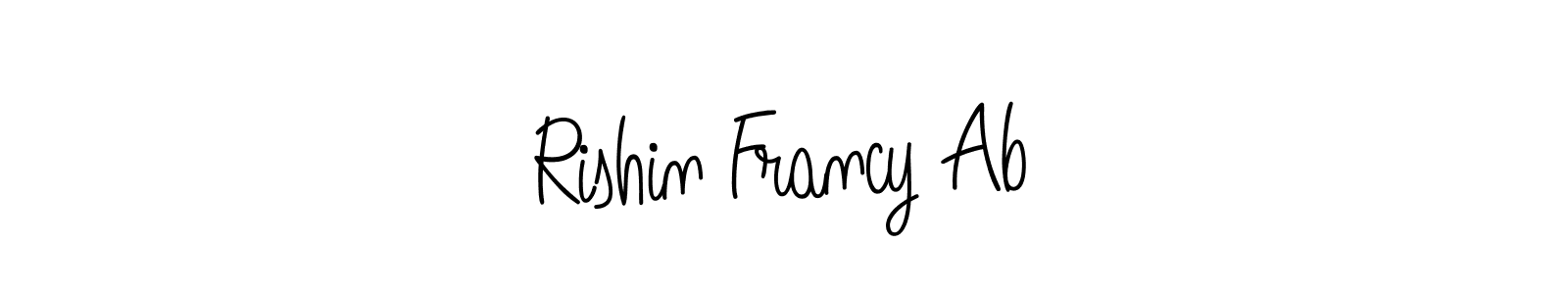 Use a signature maker to create a handwritten signature online. With this signature software, you can design (Angelique-Rose-font-FFP) your own signature for name Rishin Francy Ab. Rishin Francy Ab signature style 5 images and pictures png