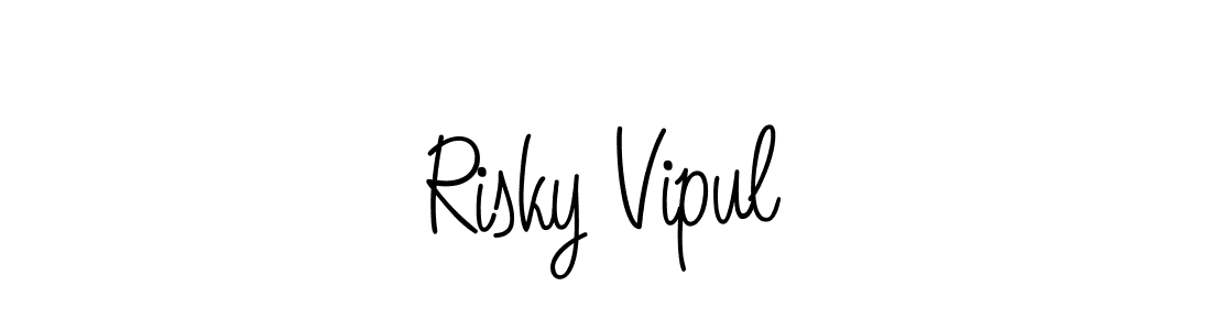 How to make Risky Vipul name signature. Use Angelique-Rose-font-FFP style for creating short signs online. This is the latest handwritten sign. Risky Vipul signature style 5 images and pictures png