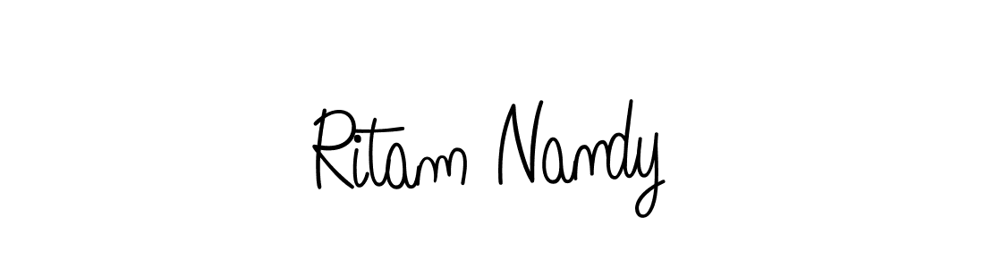 The best way (Angelique-Rose-font-FFP) to make a short signature is to pick only two or three words in your name. The name Ritam Nandy include a total of six letters. For converting this name. Ritam Nandy signature style 5 images and pictures png