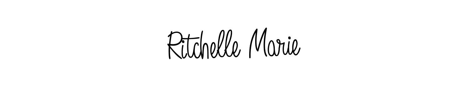 Angelique-Rose-font-FFP is a professional signature style that is perfect for those who want to add a touch of class to their signature. It is also a great choice for those who want to make their signature more unique. Get Ritchelle Marie name to fancy signature for free. Ritchelle Marie signature style 5 images and pictures png