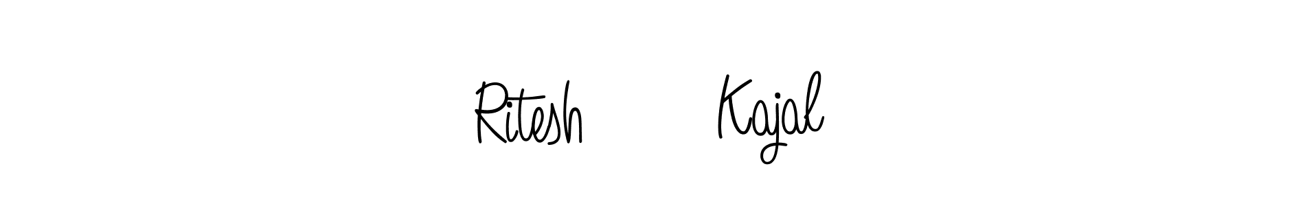 Also we have Ritesh ♥️ Kajal name is the best signature style. Create professional handwritten signature collection using Angelique-Rose-font-FFP autograph style. Ritesh ♥️ Kajal signature style 5 images and pictures png