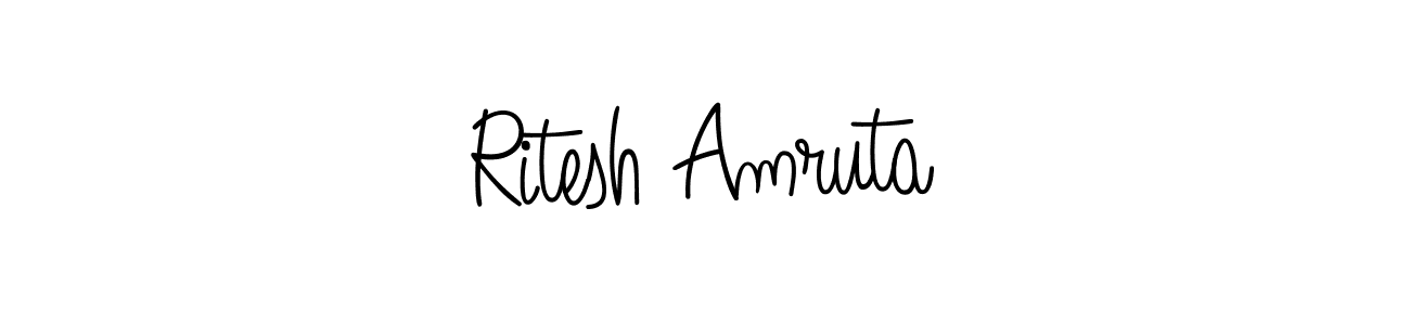 Use a signature maker to create a handwritten signature online. With this signature software, you can design (Angelique-Rose-font-FFP) your own signature for name Ritesh Amruta. Ritesh Amruta signature style 5 images and pictures png