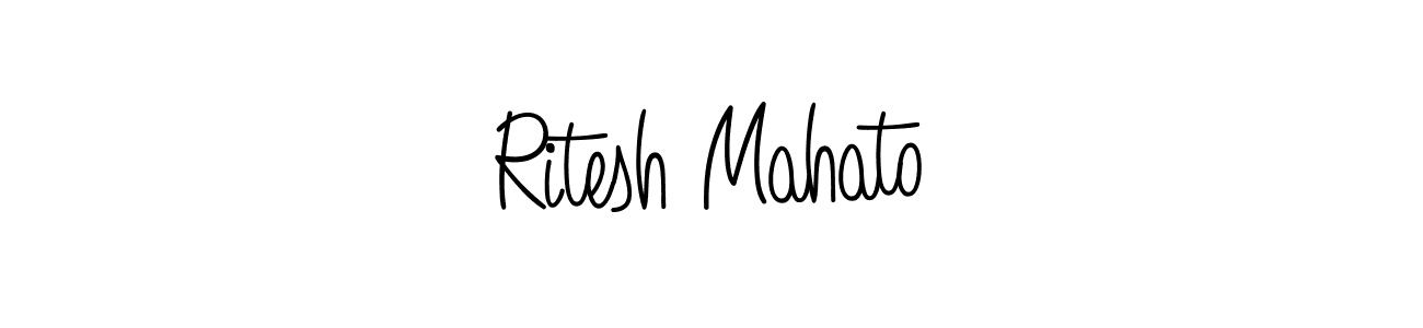 The best way (Angelique-Rose-font-FFP) to make a short signature is to pick only two or three words in your name. The name Ritesh Mahato include a total of six letters. For converting this name. Ritesh Mahato signature style 5 images and pictures png