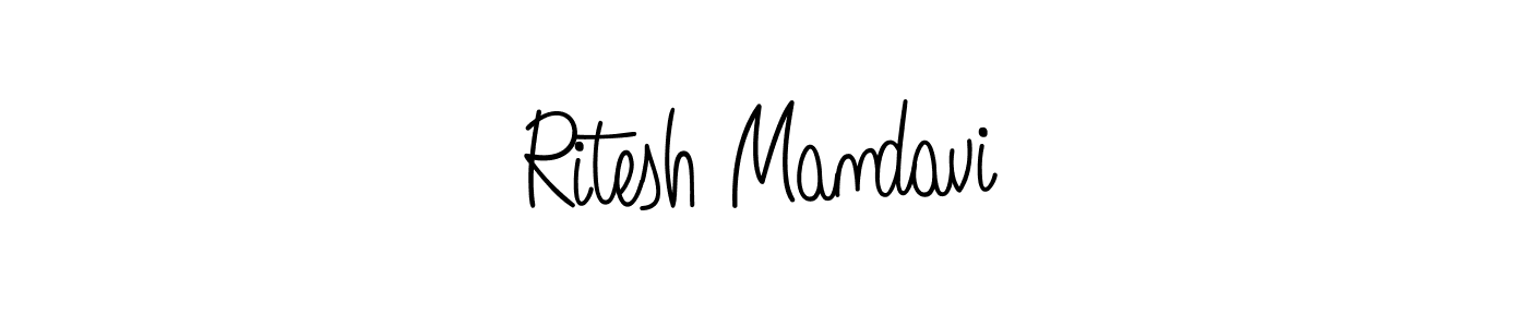 The best way (Angelique-Rose-font-FFP) to make a short signature is to pick only two or three words in your name. The name Ritesh Mandavi include a total of six letters. For converting this name. Ritesh Mandavi signature style 5 images and pictures png