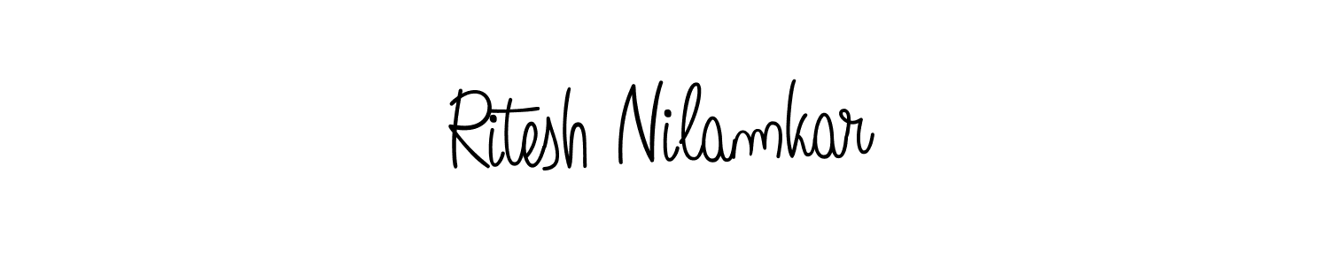 How to make Ritesh Nilamkar name signature. Use Angelique-Rose-font-FFP style for creating short signs online. This is the latest handwritten sign. Ritesh Nilamkar signature style 5 images and pictures png