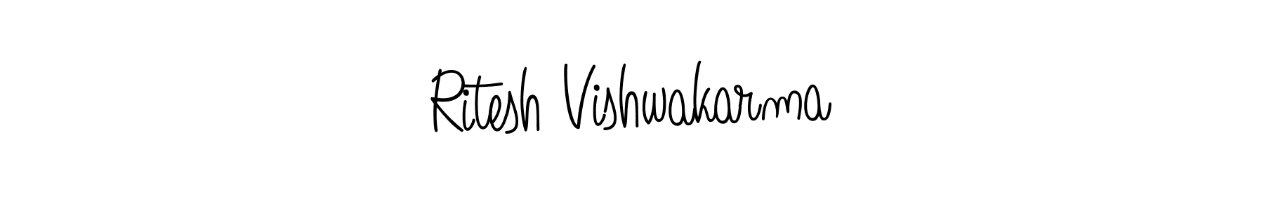 The best way (Angelique-Rose-font-FFP) to make a short signature is to pick only two or three words in your name. The name Ritesh Vishwakarma include a total of six letters. For converting this name. Ritesh Vishwakarma signature style 5 images and pictures png