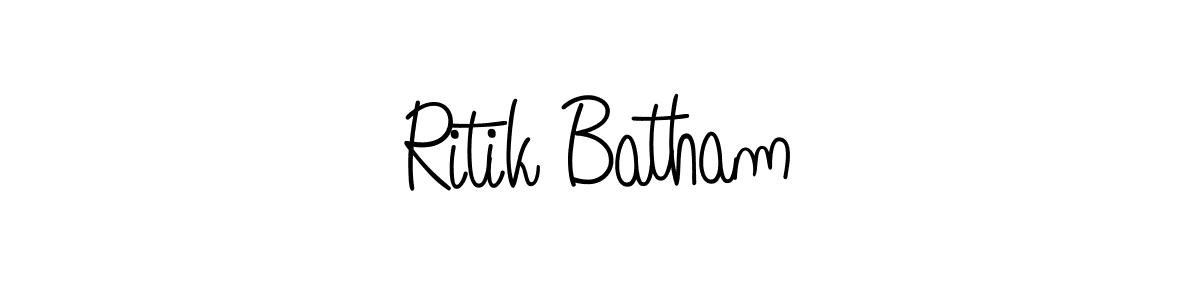 You should practise on your own different ways (Angelique-Rose-font-FFP) to write your name (Ritik Batham) in signature. don't let someone else do it for you. Ritik Batham signature style 5 images and pictures png