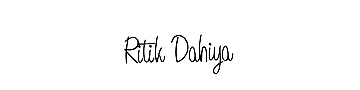 Use a signature maker to create a handwritten signature online. With this signature software, you can design (Angelique-Rose-font-FFP) your own signature for name Ritik Dahiya. Ritik Dahiya signature style 5 images and pictures png