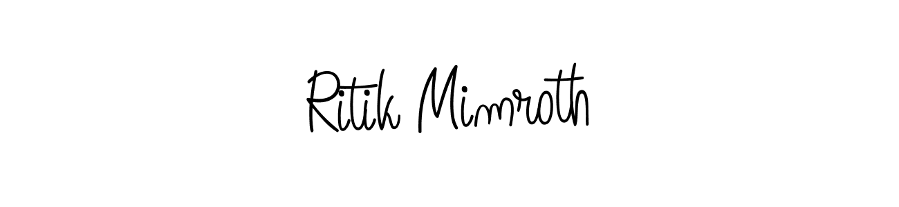 The best way (Angelique-Rose-font-FFP) to make a short signature is to pick only two or three words in your name. The name Ritik Mimroth include a total of six letters. For converting this name. Ritik Mimroth signature style 5 images and pictures png