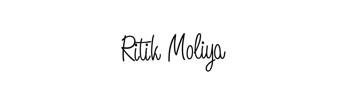 How to make Ritik Moliya name signature. Use Angelique-Rose-font-FFP style for creating short signs online. This is the latest handwritten sign. Ritik Moliya signature style 5 images and pictures png