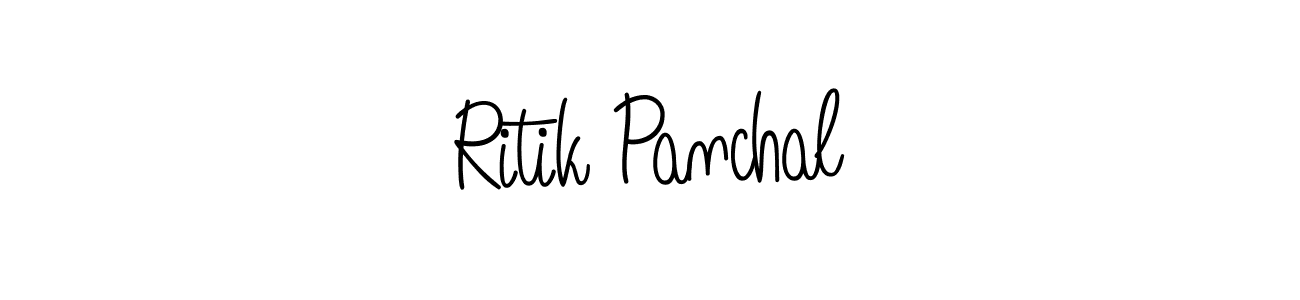 The best way (Angelique-Rose-font-FFP) to make a short signature is to pick only two or three words in your name. The name Ritik Panchal include a total of six letters. For converting this name. Ritik Panchal signature style 5 images and pictures png