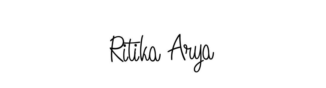 How to make Ritika Arya name signature. Use Angelique-Rose-font-FFP style for creating short signs online. This is the latest handwritten sign. Ritika Arya signature style 5 images and pictures png