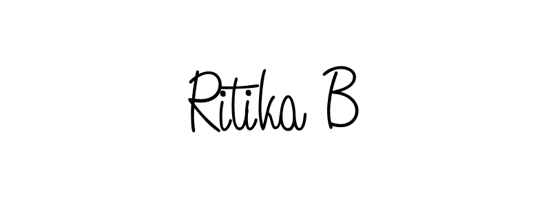 Use a signature maker to create a handwritten signature online. With this signature software, you can design (Angelique-Rose-font-FFP) your own signature for name Ritika B. Ritika B signature style 5 images and pictures png