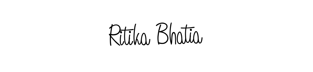 How to make Ritika Bhatia name signature. Use Angelique-Rose-font-FFP style for creating short signs online. This is the latest handwritten sign. Ritika Bhatia signature style 5 images and pictures png