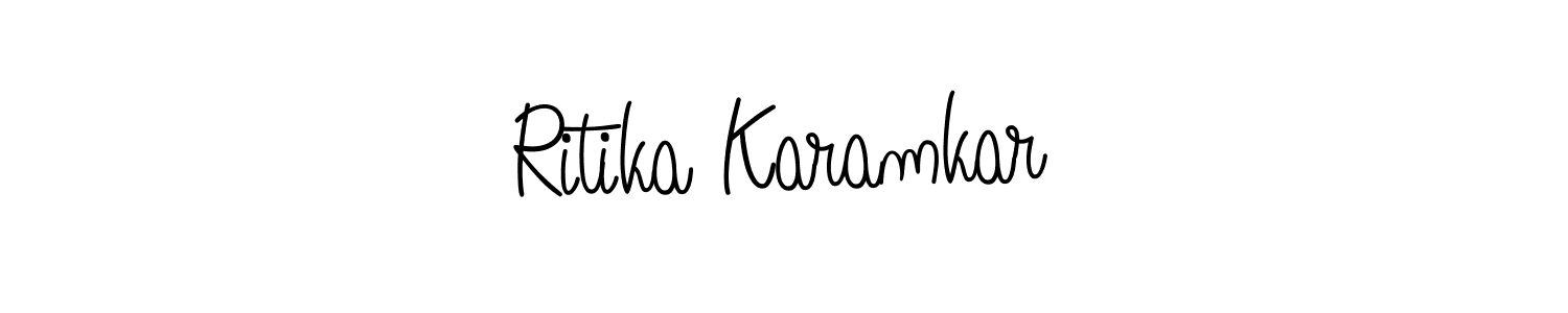 You should practise on your own different ways (Angelique-Rose-font-FFP) to write your name (Ritika Karamkar) in signature. don't let someone else do it for you. Ritika Karamkar signature style 5 images and pictures png