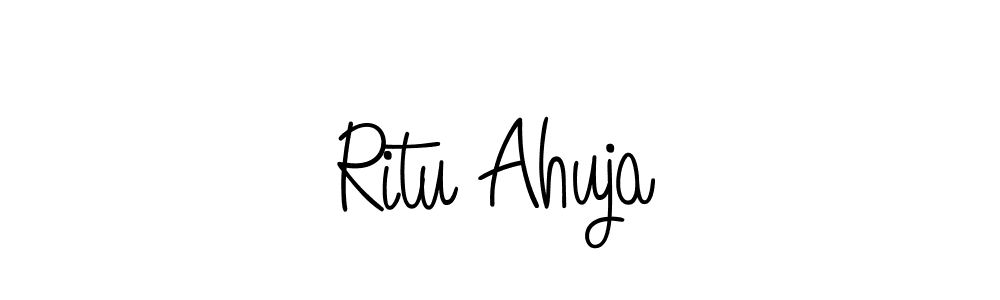 How to make Ritu Ahuja name signature. Use Angelique-Rose-font-FFP style for creating short signs online. This is the latest handwritten sign. Ritu Ahuja signature style 5 images and pictures png