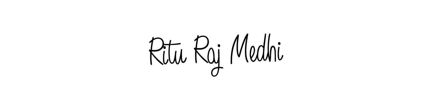You should practise on your own different ways (Angelique-Rose-font-FFP) to write your name (Ritu Raj Medhi) in signature. don't let someone else do it for you. Ritu Raj Medhi signature style 5 images and pictures png