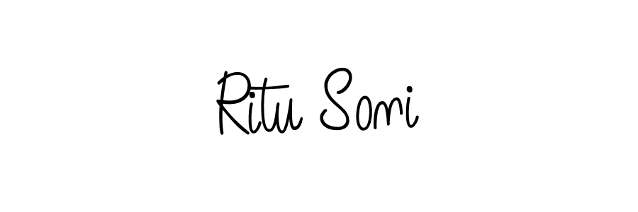 The best way (Angelique-Rose-font-FFP) to make a short signature is to pick only two or three words in your name. The name Ritu Soni include a total of six letters. For converting this name. Ritu Soni signature style 5 images and pictures png