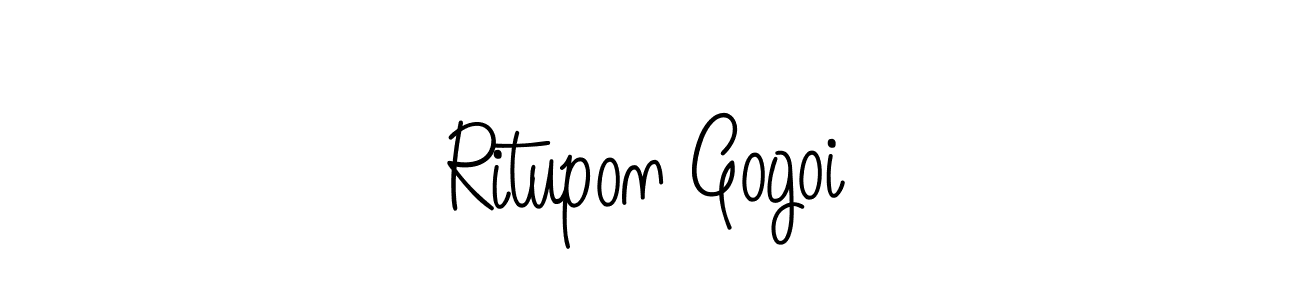 How to make Ritupon Gogoi name signature. Use Angelique-Rose-font-FFP style for creating short signs online. This is the latest handwritten sign. Ritupon Gogoi signature style 5 images and pictures png