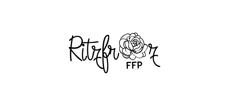 How to Draw Ritzfr3z signature style? Angelique-Rose-font-FFP is a latest design signature styles for name Ritzfr3z. Ritzfr3z signature style 5 images and pictures png