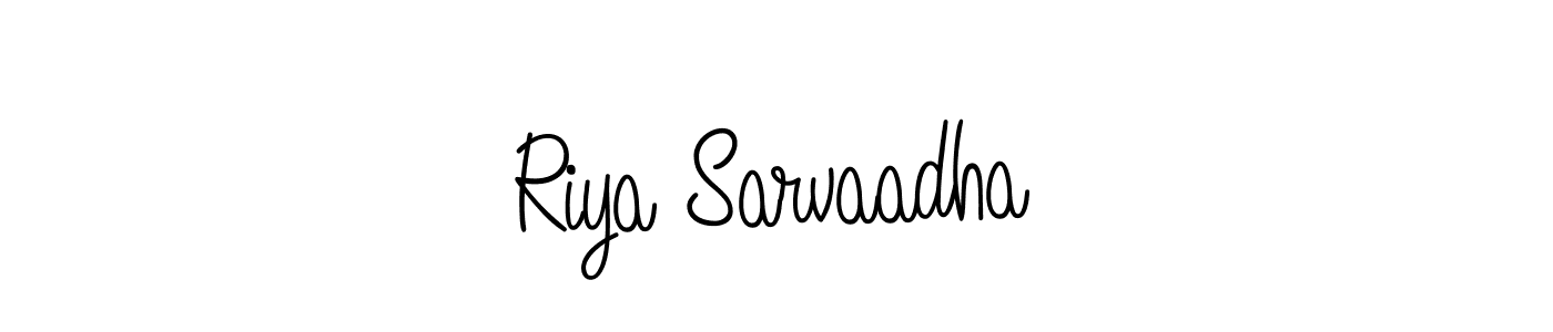 How to make Riya Sarvaadha name signature. Use Angelique-Rose-font-FFP style for creating short signs online. This is the latest handwritten sign. Riya Sarvaadha signature style 5 images and pictures png