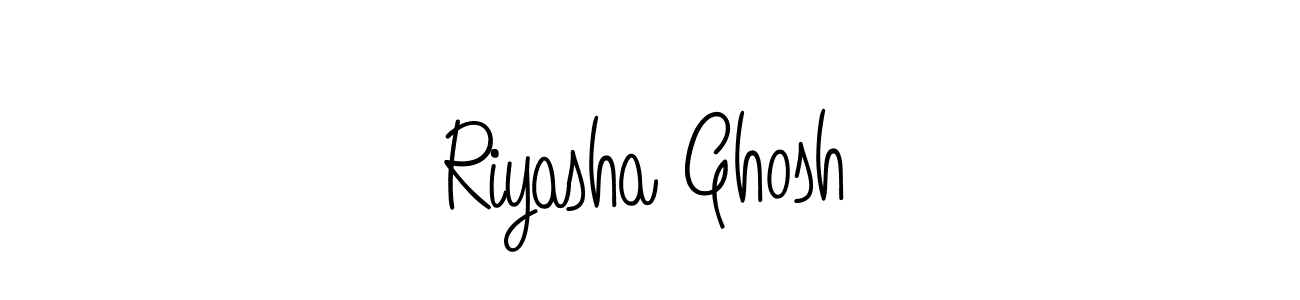 How to make Riyasha Ghosh name signature. Use Angelique-Rose-font-FFP style for creating short signs online. This is the latest handwritten sign. Riyasha Ghosh signature style 5 images and pictures png