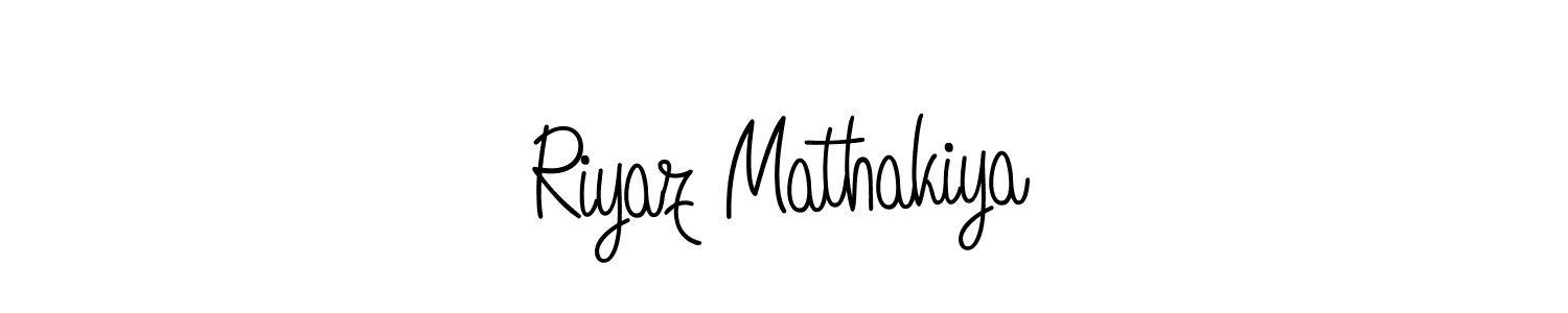 How to make Riyaz Mathakiya name signature. Use Angelique-Rose-font-FFP style for creating short signs online. This is the latest handwritten sign. Riyaz Mathakiya signature style 5 images and pictures png