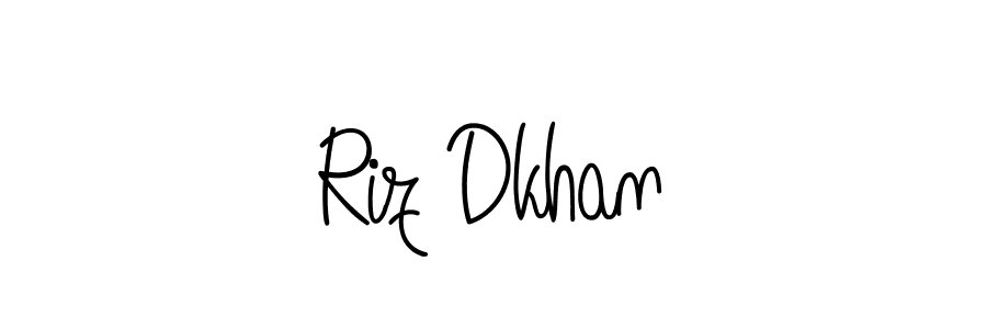 Use a signature maker to create a handwritten signature online. With this signature software, you can design (Angelique-Rose-font-FFP) your own signature for name Riz Dkhan. Riz Dkhan signature style 5 images and pictures png