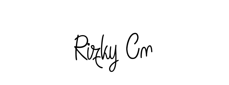 Use a signature maker to create a handwritten signature online. With this signature software, you can design (Angelique-Rose-font-FFP) your own signature for name Rizky Cn. Rizky Cn signature style 5 images and pictures png