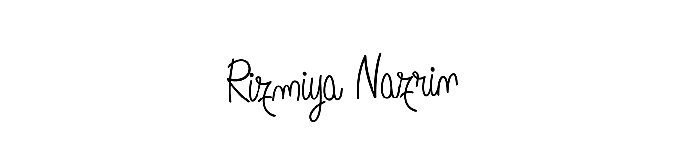 Create a beautiful signature design for name Rizmiya Nazrin. With this signature (Angelique-Rose-font-FFP) fonts, you can make a handwritten signature for free. Rizmiya Nazrin signature style 5 images and pictures png