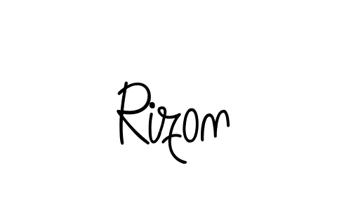 Make a beautiful signature design for name Rizon. With this signature (Angelique-Rose-font-FFP) style, you can create a handwritten signature for free. Rizon signature style 5 images and pictures png