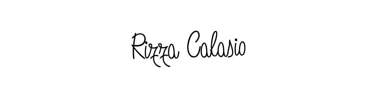 Make a beautiful signature design for name Rizza Calasio. With this signature (Angelique-Rose-font-FFP) style, you can create a handwritten signature for free. Rizza Calasio signature style 5 images and pictures png