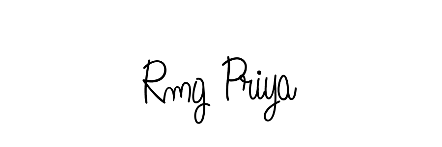 The best way (Angelique-Rose-font-FFP) to make a short signature is to pick only two or three words in your name. The name Rmg Priya include a total of six letters. For converting this name. Rmg Priya signature style 5 images and pictures png
