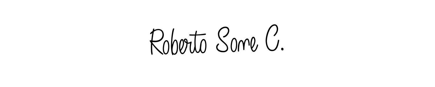 You should practise on your own different ways (Angelique-Rose-font-FFP) to write your name (Roberto Sone C.) in signature. don't let someone else do it for you. Roberto Sone C. signature style 5 images and pictures png