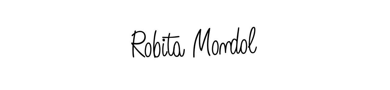 The best way (Angelique-Rose-font-FFP) to make a short signature is to pick only two or three words in your name. The name Robita Mondol include a total of six letters. For converting this name. Robita Mondol signature style 5 images and pictures png