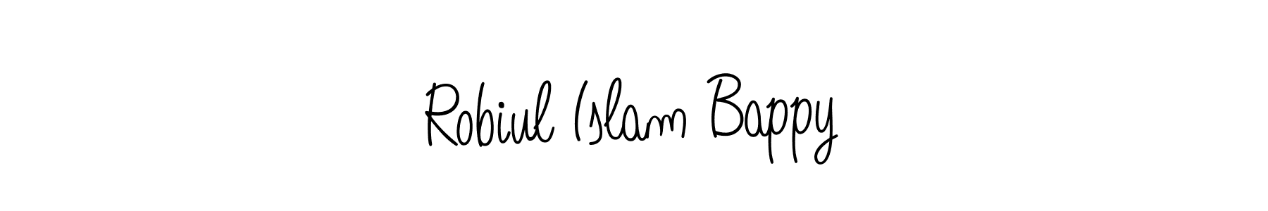 You should practise on your own different ways (Angelique-Rose-font-FFP) to write your name (Robiul Islam Bappy) in signature. don't let someone else do it for you. Robiul Islam Bappy signature style 5 images and pictures png