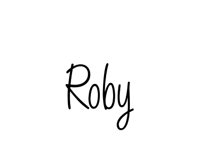 Make a beautiful signature design for name Roby. With this signature (Angelique-Rose-font-FFP) style, you can create a handwritten signature for free. Roby signature style 5 images and pictures png