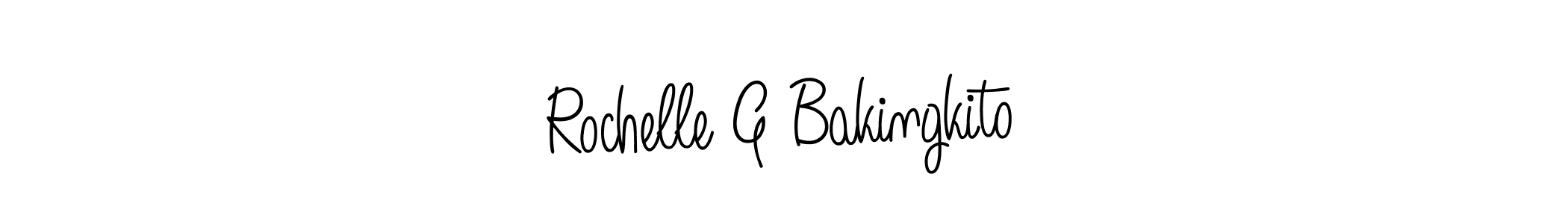The best way (Angelique-Rose-font-FFP) to make a short signature is to pick only two or three words in your name. The name Rochelle G Bakingkito include a total of six letters. For converting this name. Rochelle G Bakingkito signature style 5 images and pictures png