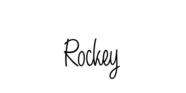 Rockey stylish signature style. Best Handwritten Sign (Angelique-Rose-font-FFP) for my name. Handwritten Signature Collection Ideas for my name Rockey. Rockey signature style 5 images and pictures png